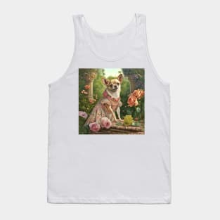 Chihuahua Dog in Flower Dress  Digital Art Tank Top